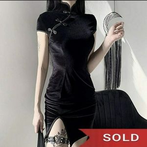 🚫SOLD🚫 Black Cheongsam Qipao Goth Punk Mini Dress